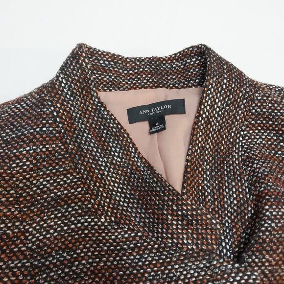 Ann Taylor Black, Brown, White, Pink Blazer Women’s Size 6 Crop Moto Style - Picture 2 of 10